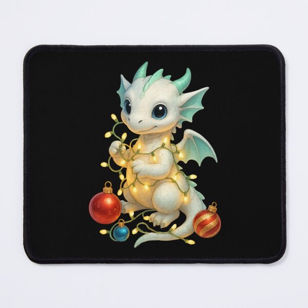 Item preview, Cute Christmas Baby Dragon Tangled in Lights / Holiday Fantasy Art designed and sold by Hatchling Hollow.
