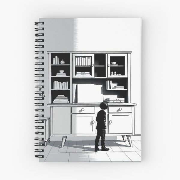 Item preview, Boy with his back to the camera in a room | Black and white illustration designed and sold by RAISC.