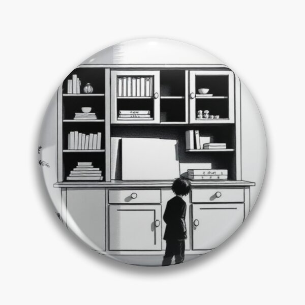 Item preview, Boy with his back to the camera in a room | Black and white illustration designed and sold by RAISC.