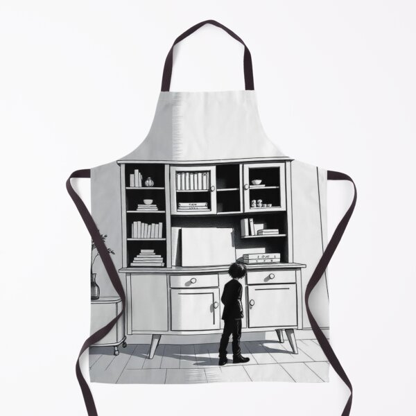 Item preview, Boy with his back to the camera in a room | Black and white illustration designed and sold by RAISC.