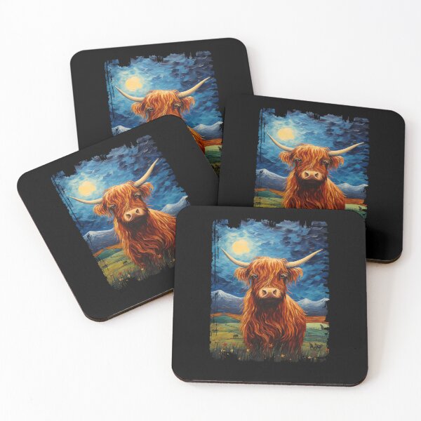 Item preview, Funny Scottish Highland Cow Starry Night Illustration Mom Dad Kids designed and sold by rafaeltto.