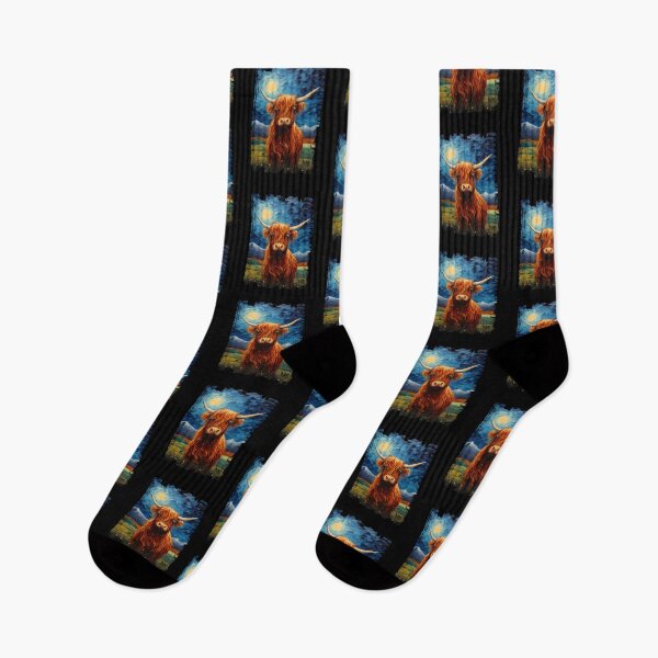 Item preview, Funny Scottish Highland Cow Starry Night Illustration Mom Dad Kids designed and sold by rafaeltto.