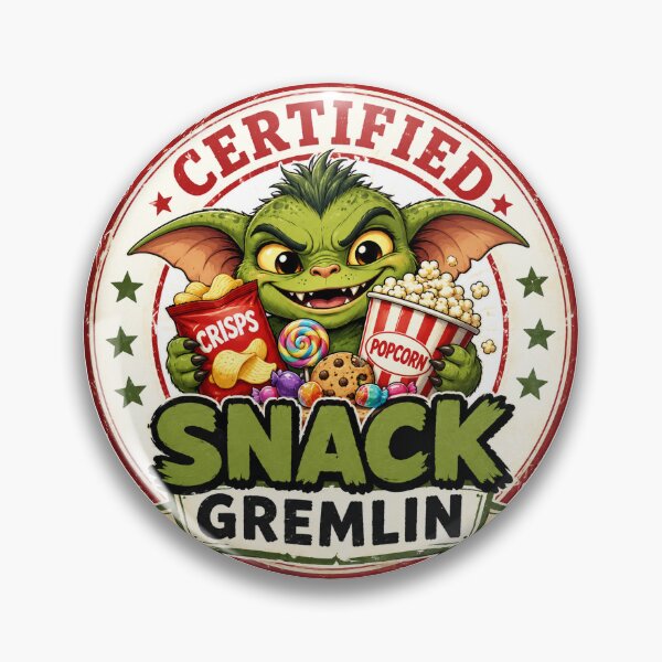 Item preview, Certified Snack Gremlin - Cute Snack Monster Badge designed and sold by Snack & Panic.