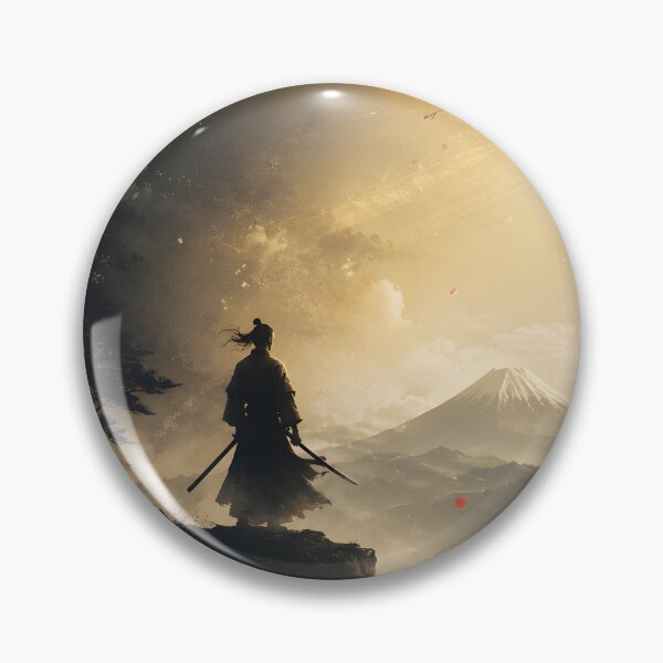 Item preview, Samurai Poster Japanese Wall Art - Golden Dawn Warrior Silhouette with Mount Fuji and Cherry Blossoms designed and sold by Yuzan-japan-art.