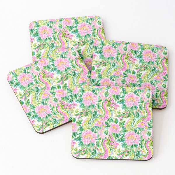 Item preview, Colorful Preppy Pink Chinese Dragon Pattern designed and sold by ThePreppyArtist.
