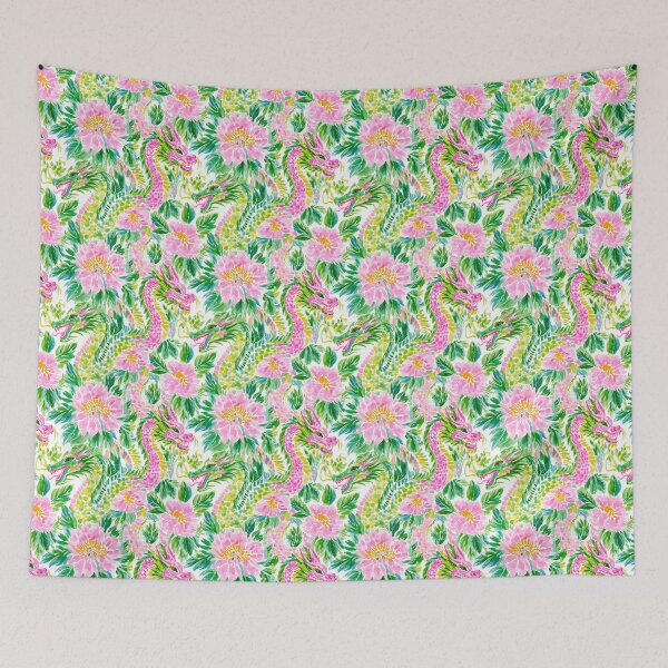 Item preview, Colorful Preppy Pink Chinese Dragon Pattern designed and sold by ThePreppyArtist.