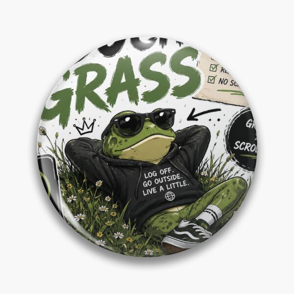 Item preview, Touch Grass | Funny Gen Z Frog Meme Sticker designed and sold by Ananyamalik12.