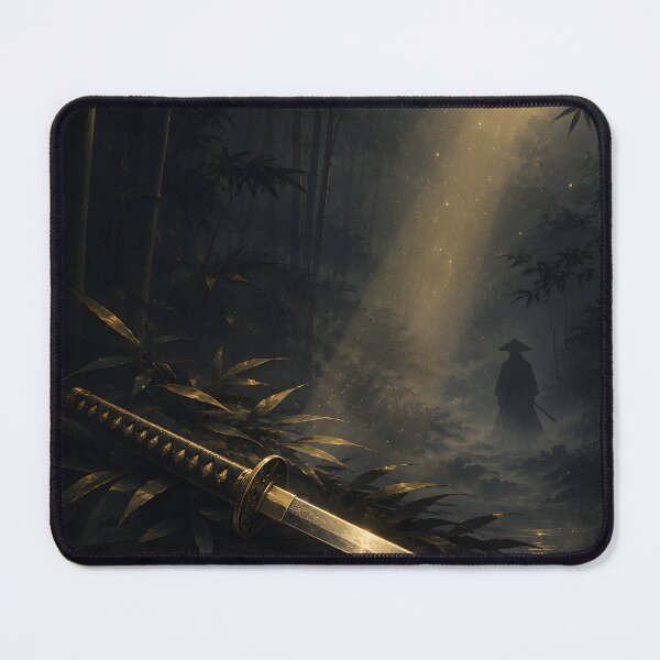 Item preview, Samurai Katana Poster – Moonlit Bamboo Forest Japanese Wall Art designed and sold by Yuzan-japan-art.