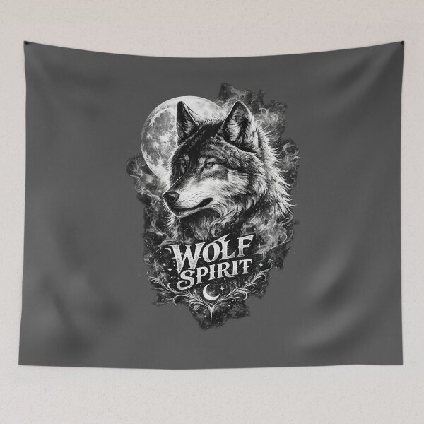 Item preview, Wolf Spirit Under Full Moon – Gothic Wildlife Art designed and sold by TataGra.