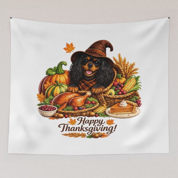 Item preview, Thanksgiving Black and Tan Cavalier designed and sold by SpottyRainbow.