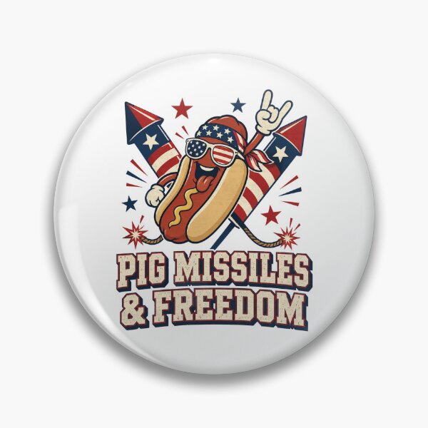 Item preview, Pig Missiles And Freedom Patriotic Hot Dog Humor designed and sold by FreshVibe Prints.