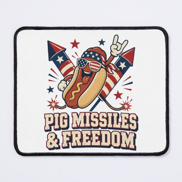 Item preview, Pig Missiles And Freedom Patriotic Hot Dog Humor designed and sold by FreshVibe Prints.