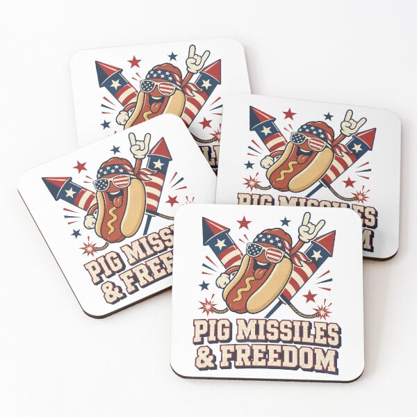 Item preview, Pig Missiles And Freedom Patriotic Hot Dog Humor designed and sold by FreshVibe Prints.