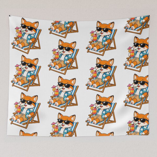Item preview, Cool Fox Beach Chair Tropical Cocktail Summer designed and sold by Seculinator.