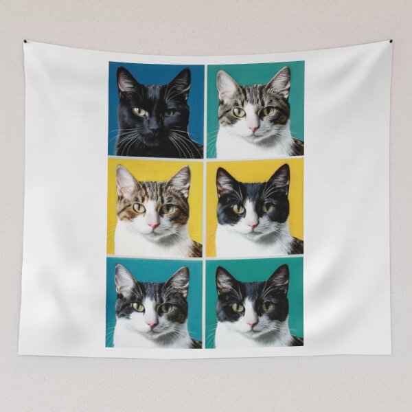 Item preview, Art - Pop Art Cat Portraits, Colorful 1960s Style designed and sold by DoodyPets.