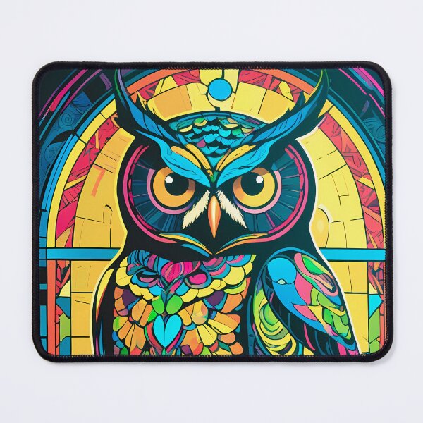 Item preview, Colorful Owl – Stained Glass Neon Art on Black Canvas  designed and sold by black-canvas26.