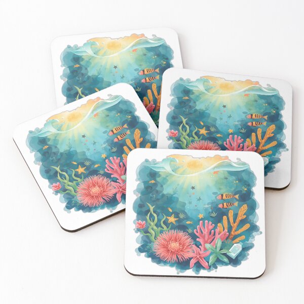 Item preview, Underwater Coral Reef Marine Life Watercolor Art designed and sold by Luna-Flow.