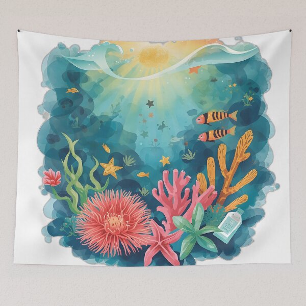 Item preview, Underwater Coral Reef Marine Life Watercolor Art designed and sold by Luna-Flow.