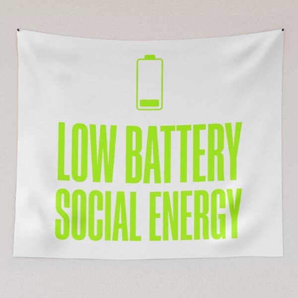 Item preview, Low Battery Social Energy – Minimal Neon Typography designed and sold by krishna-artdesigns.