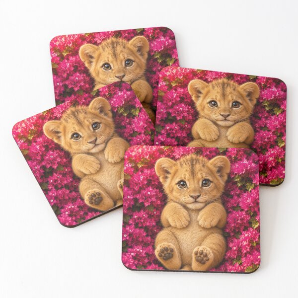 Item preview, Cute Lion Cub in Bougainvillea Blossoms designed and sold by Rohan132.