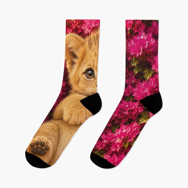 Item preview, Cute Lion Cub in Bougainvillea Blossoms designed and sold by Pure Craft.