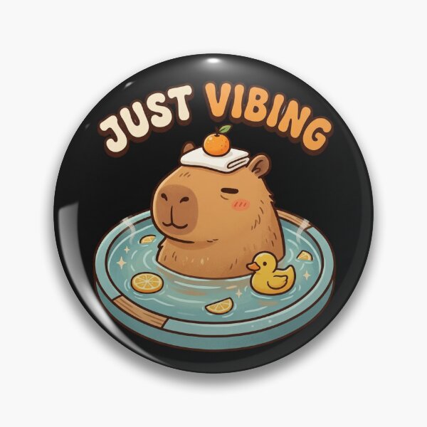 Item preview, Just Vibing Capybara Hot Spring Cute Kawaii Relaxing Animal Meme Design designed and sold by ASfindsStore.