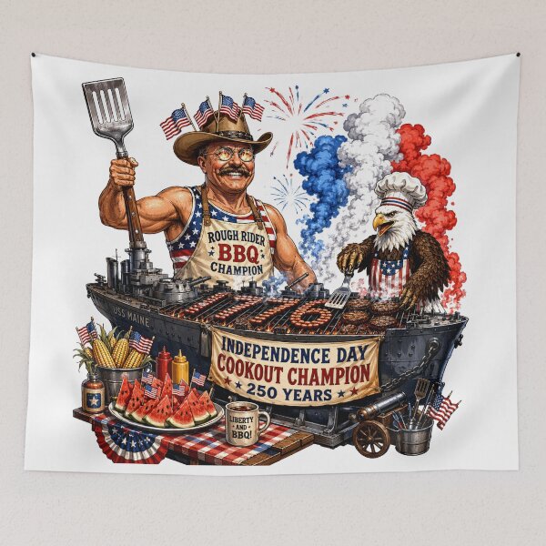 Item preview, Teddy Roosevelt BBQ Grill Master 4th of July  designed and sold by Zara Art House.