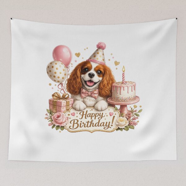 Item preview, Birthday Blenheim Cavalier Pink designed and sold by SpottyRainbow.