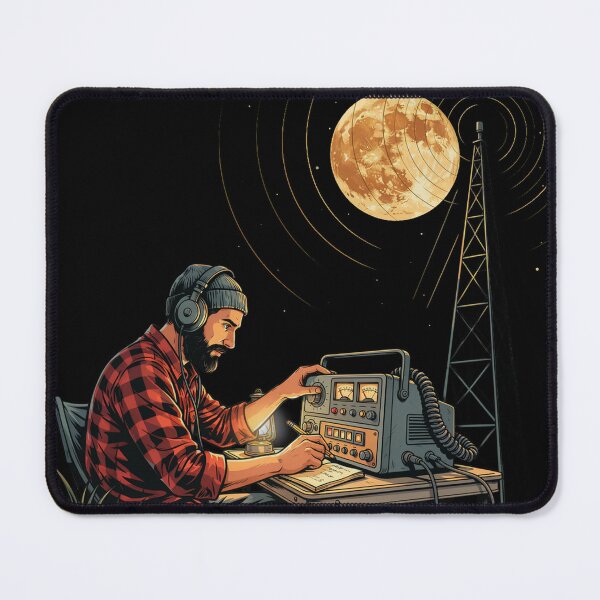 Item preview, Moonlight Ham Radio Operator – Amateur Radio Night Shift Communication designed and sold by ArcticFoxStudio.