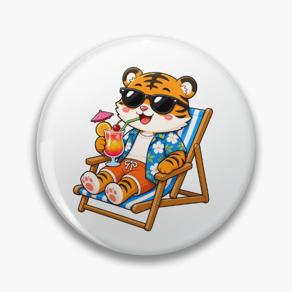Item preview, Cool Tiger Beach Chair Tropical Cocktail Summer designed and sold by Seculinator.