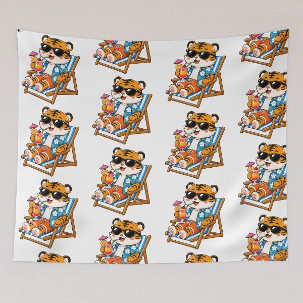 Item preview, Cool Tiger Beach Chair Tropical Cocktail Summer designed and sold by Seculinator.
