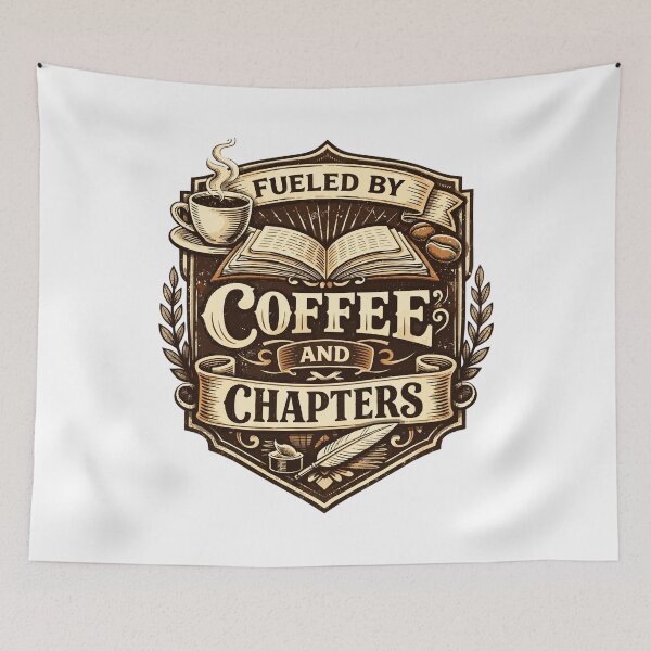 Item preview, Fueled by coffee and chapters | Vintage coat of arms designed and sold by Pineapple-Tree.