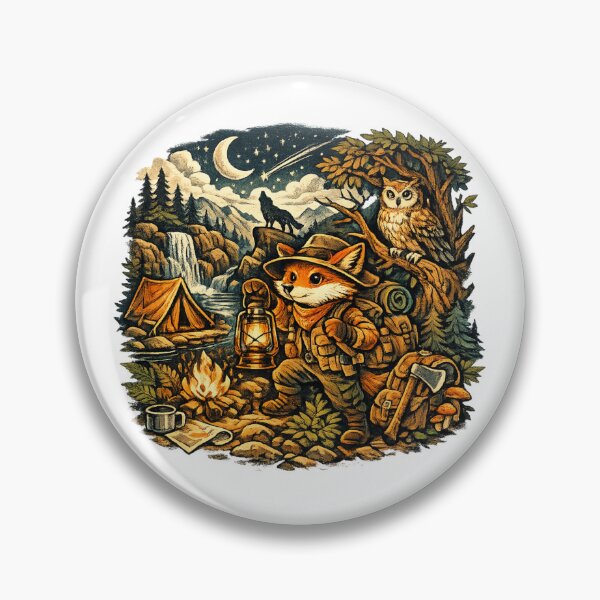 Item preview, Fox Adventurer Camping in the Woods | Cute Woodland Animal Hiking Illustration designed and sold by MaynyStudio.