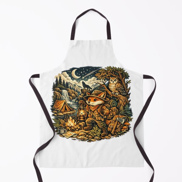 Item preview, Fox Adventurer Camping in the Woods | Cute Woodland Animal Hiking Illustration designed and sold by MaynyStudio.