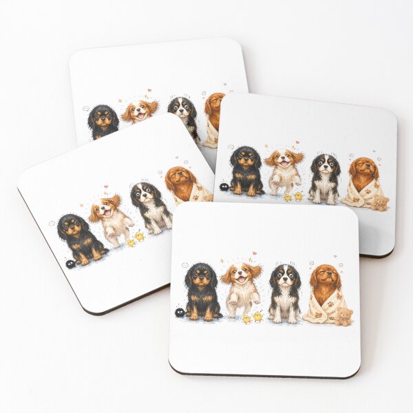 Item preview, Cavalier King Charles Spaniel After Bath Reactions Watercolor Art designed and sold by SakuraWaStyle.