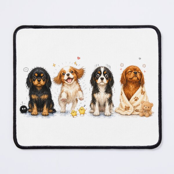 Item preview, Cavalier King Charles Spaniel After Bath Reactions Watercolor Art designed and sold by SakuraWaStyle.