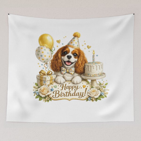 Item preview, Birthday Blenheim Cavalier Gold designed and sold by SpottyRainbow.