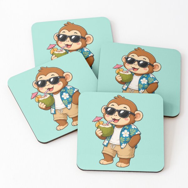 Item preview, Cool Monkey Sunglasses Coconut Cocktail Summer Hawaiian Shirt designed and sold by Seculinator.
