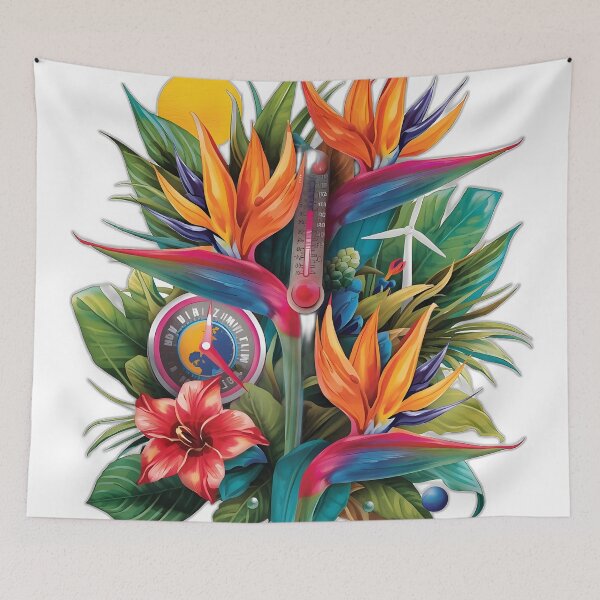 Item preview, Tropical Paradise Climate Art – Birds of Paradise & Hibiscus designed and sold by Luna-Flow.