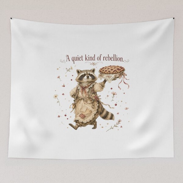 Item preview, A Quiet Kind Of Rebellion Raccoon Baking Cottagecore designed and sold by AQUILAKREO.