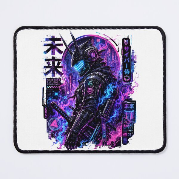 Item preview, Cyberpunk Samurai Neon Warrior | Futuristic Japanese Robot Ronin Art designed and sold by MaynyStudio.