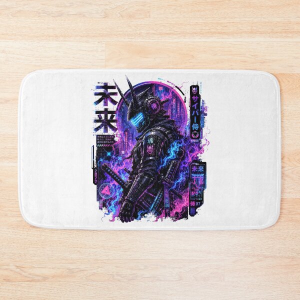Item preview, Cyberpunk Samurai Neon Warrior | Futuristic Japanese Robot Ronin Art designed and sold by MaynyStudio.