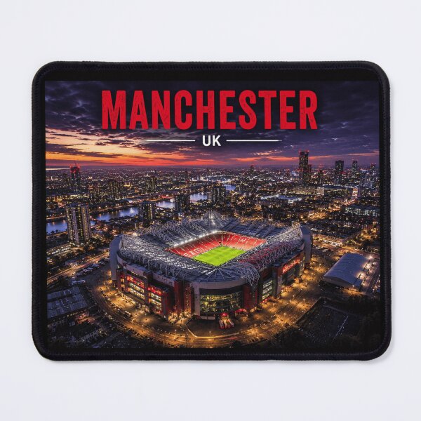 Item preview, Manchester UK Skyline & Iconic Old Trafford, Stadium Art – Cinematic Evening Sunset Edition designed and sold by globetrottergfx.