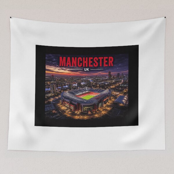 Item preview, Manchester UK Skyline & Iconic Old Trafford, Stadium Art – Cinematic Evening Sunset Edition designed and sold by globetrottergfx.