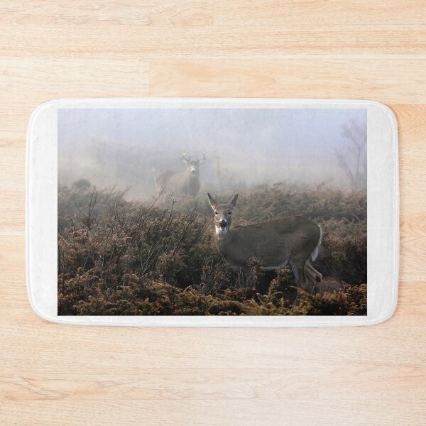 Item preview, The rut is on! - White-tailed deer in fog designed and sold by James Cumming.