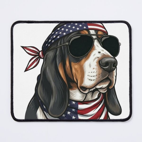 Item preview, Two Fiddy Bruh Basset Hound Dog American Flag Shades designed and sold by d247.