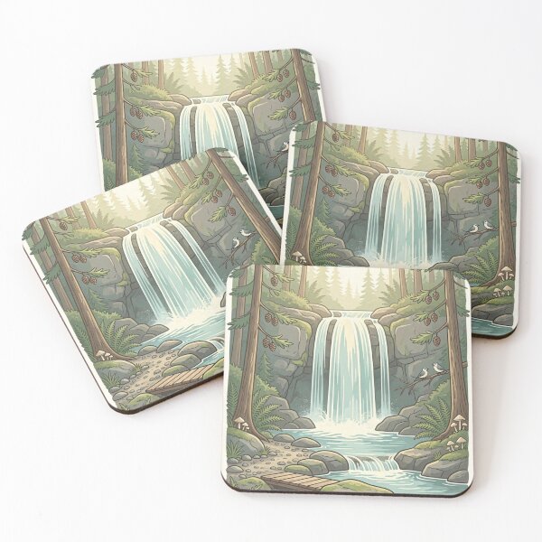 Item preview, Serene Forest Waterfall Nature T-Shirt Design designed and sold by trendydesign422.