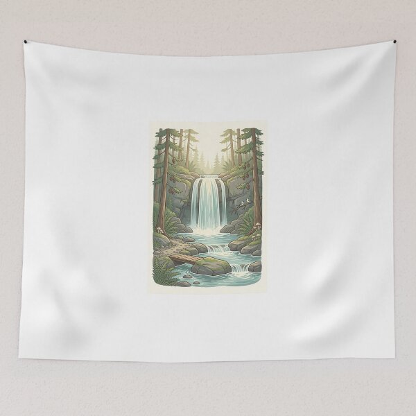 Item preview, Serene Forest Waterfall Nature T-Shirt Design designed and sold by trendydesign422.