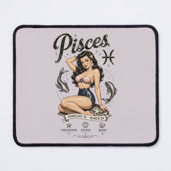Item preview, Pisces Zodiac Pin-Up Girl Design | Vintage Astrology Horoscope Gift for Pisces designed and sold by TheStephanieRome.