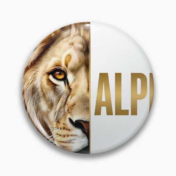 Item preview, ALPHA Lion Half Face Gold Typography Wildlife designed and sold by Presshue.